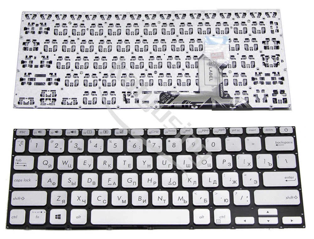 Клавиатура для ноутбука Asus X420 серебристая
