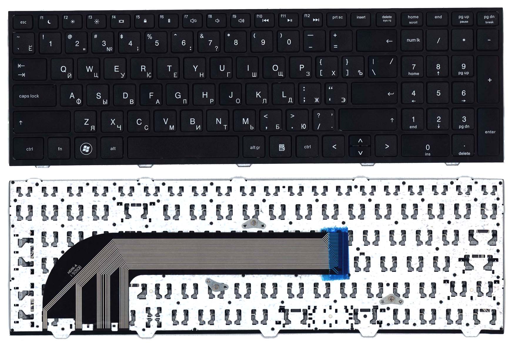 Клавиатура для ноутбука HP ProBook 4540S 4545S черная с черной рамкой