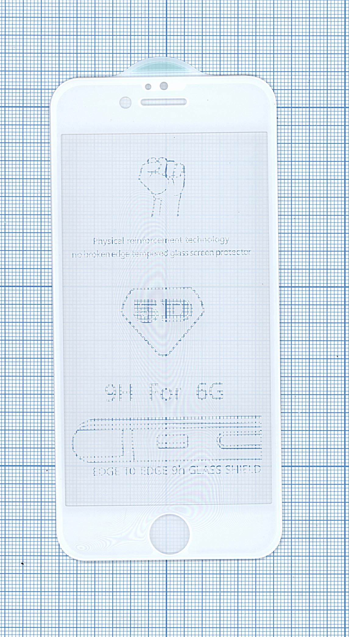 Защитное стекло 5D для Apple iPhone 6/6S белое