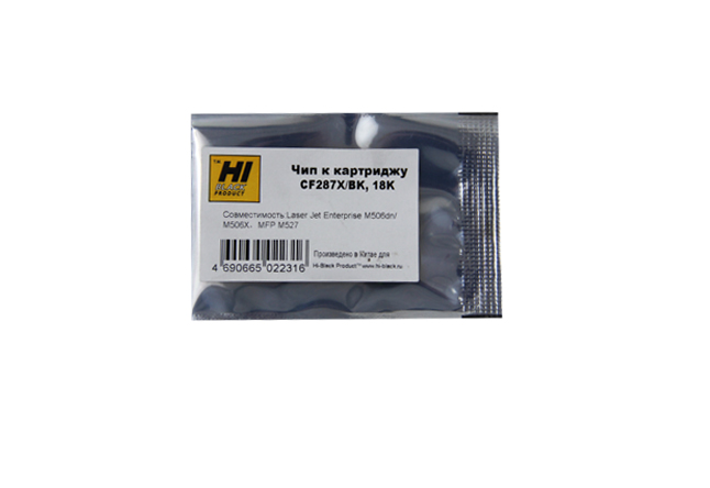 Чип Hi-Black к картриджу HP LJ Enterprise M506/M527/M501 (CF287X) non OEM size, Bk, 18K
