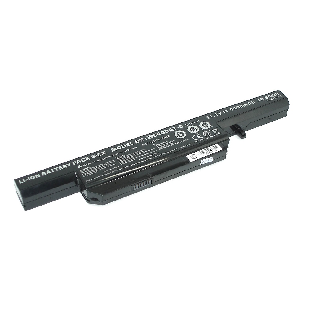Аккумуляторная батарея для ноутбука DNS Clevo W540 11.1V 4400mAh W540BAT-6 черная